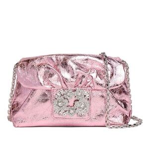 Roger Vivier RV bouquet strass drape crystal Micro bag purse pink Rare 🦄